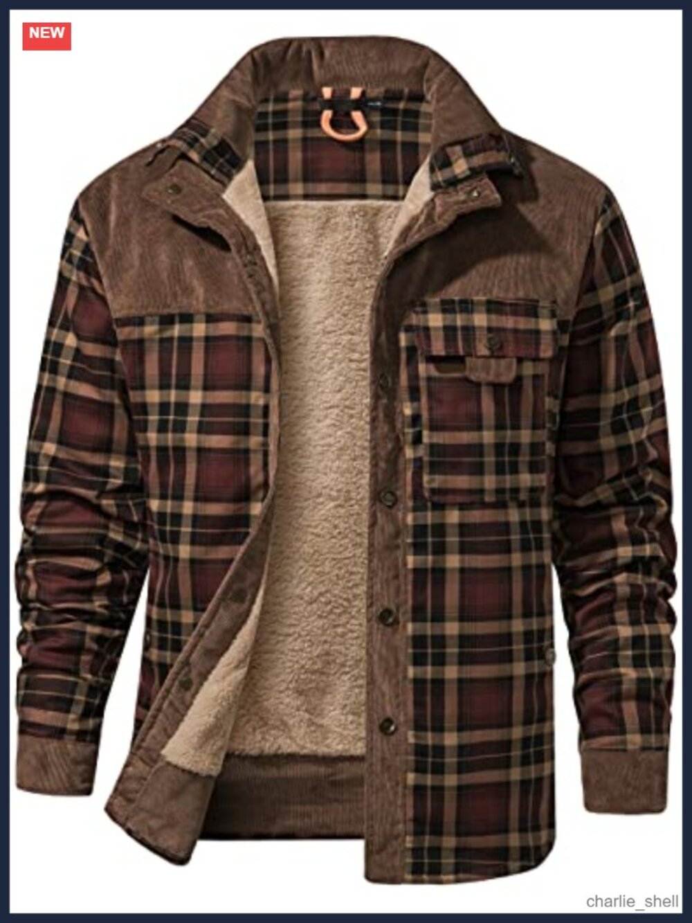 Men's Sherpa Lined Flannel Plaid Shirt Jacket Button Down
